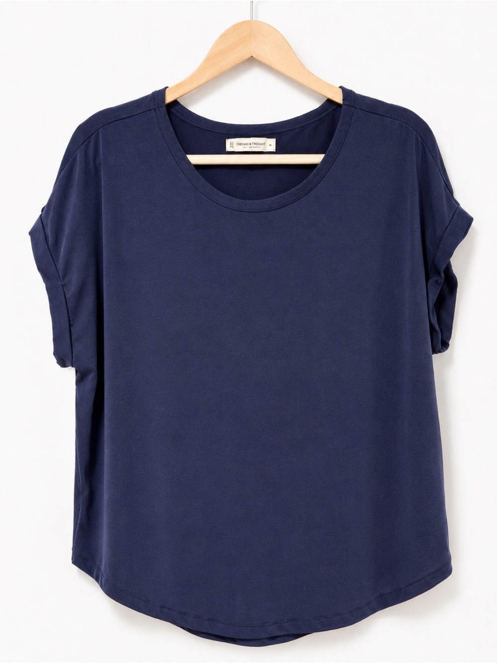 ✨ Lucky Brand Navy Blue Sandwash Top Dolman Tee Size M ✨